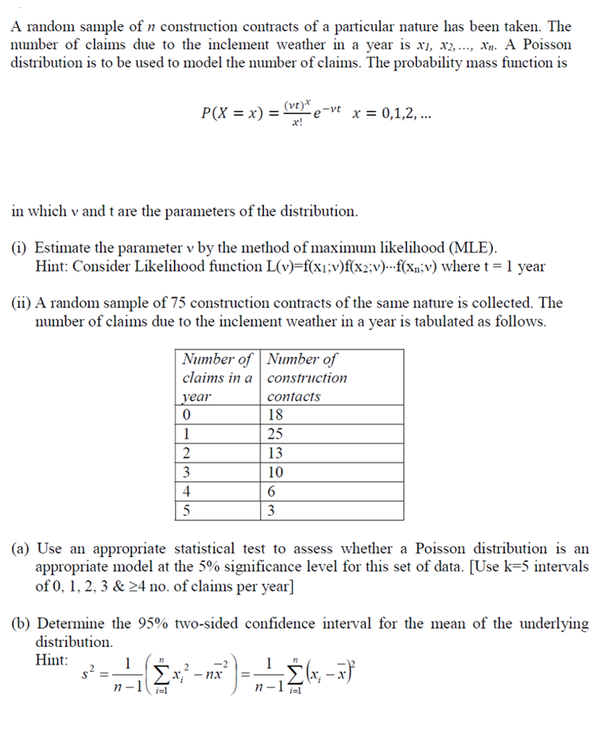 Random Sample Contract Solved A random sample of n construction contracts of a | Chegg.com
