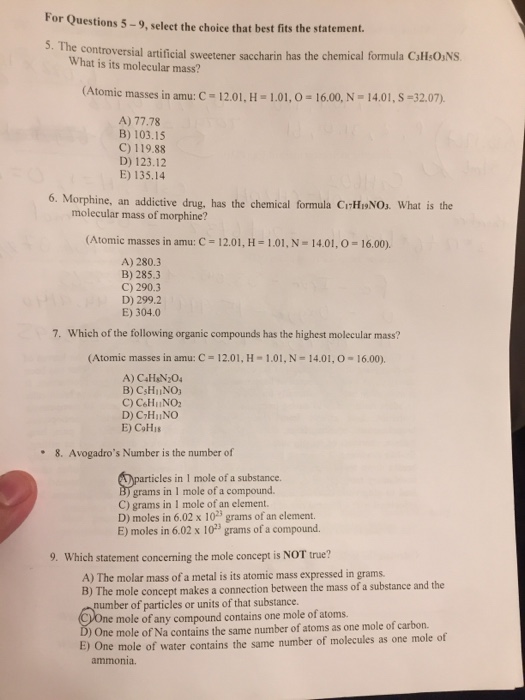 Solved For Questions 5-9, select the choice that best fits | Chegg.com