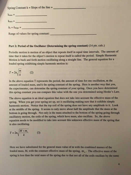 Solved EXPERIMENT 11: SIMPLE HARMONIC MOTION OF A SUSPENDED | Chegg.com