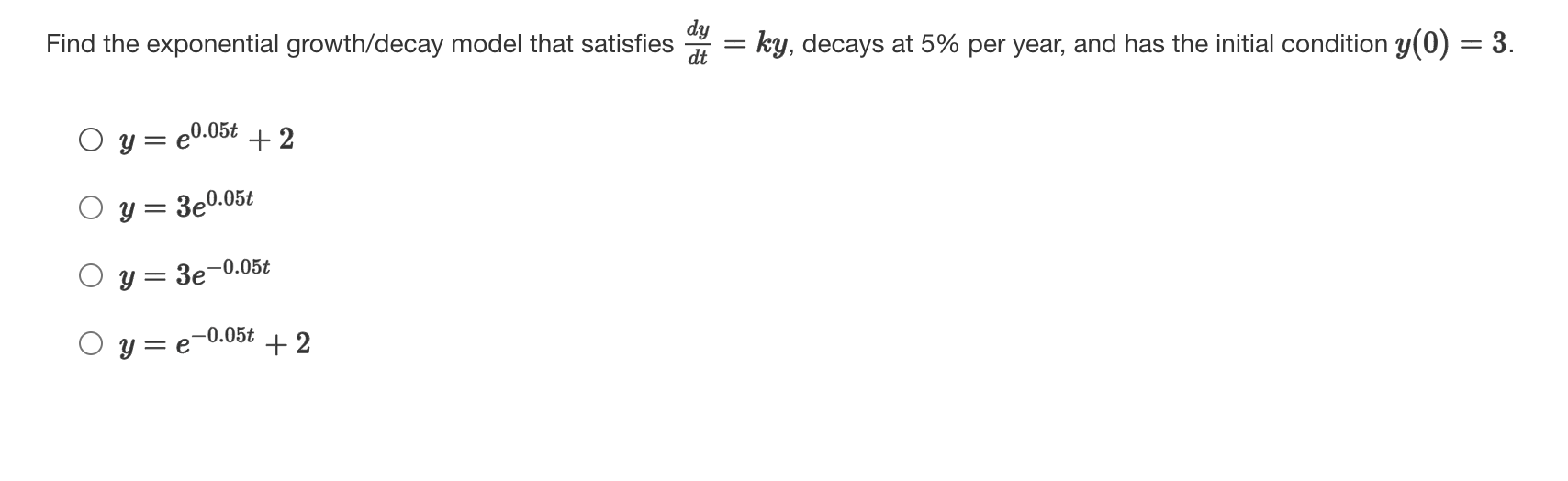 Solved Find the exponential growth/decay model that | Chegg.com