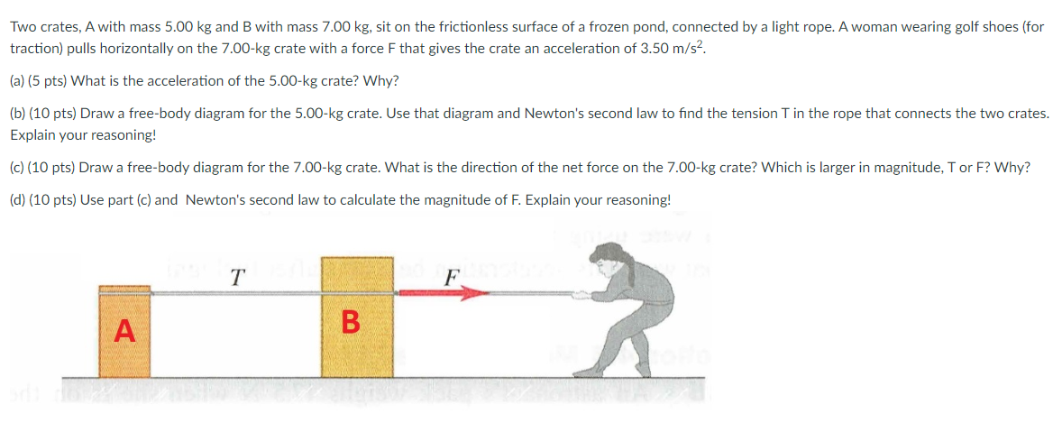 Solved Two Crates, A With Mass 5.00 Kg And B With Mass 7.00 | Chegg.com