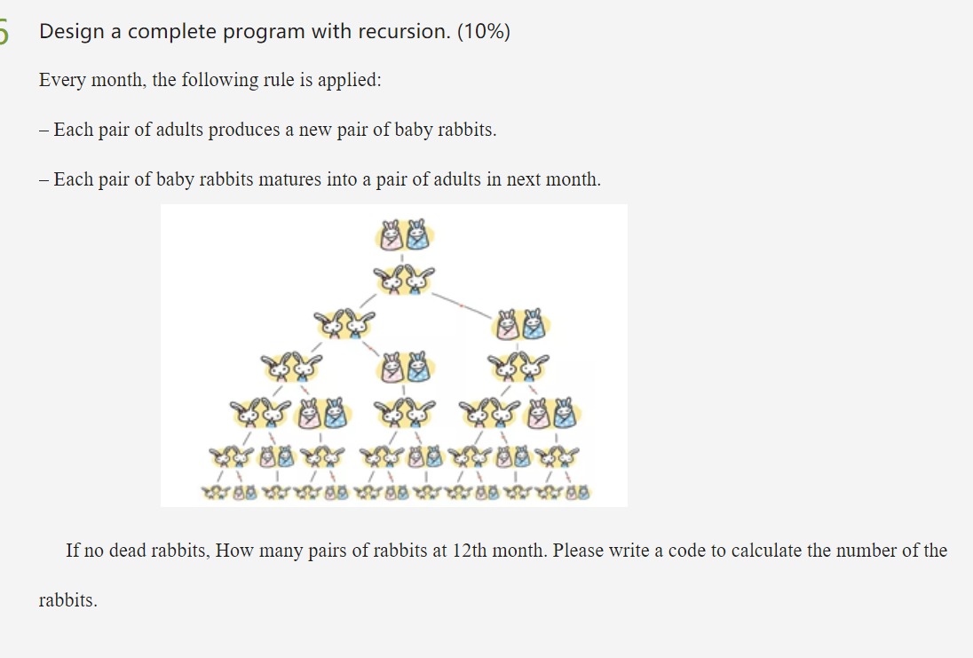 Solved 5 Design a complete program with recursion. (10%) | Chegg.com