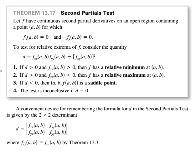 THEOREM 13.17 Second Partials Test Let f have | Chegg.com