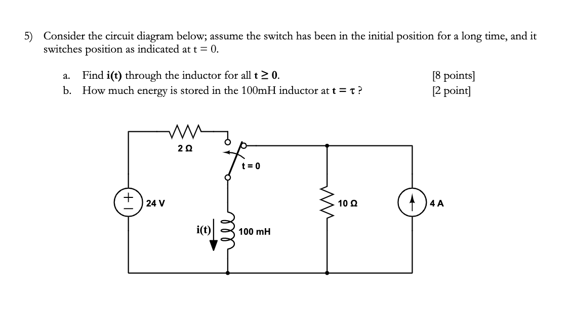 Solved 5) Consider the circuit diagram below; assume the | Chegg.com