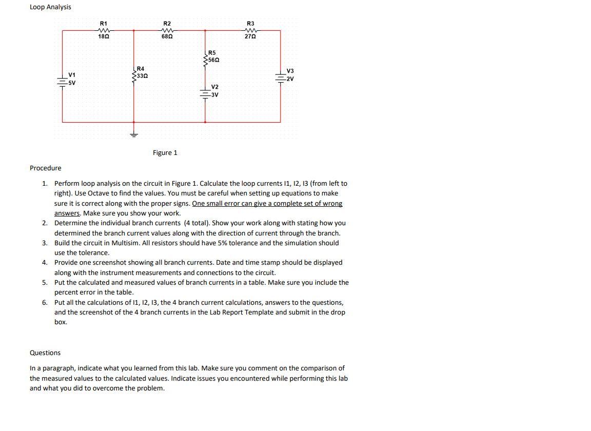 Solved Loop Analysis R1 180 Hil R2 in 680 R5 >560 -2V V2 -3V | Chegg.com