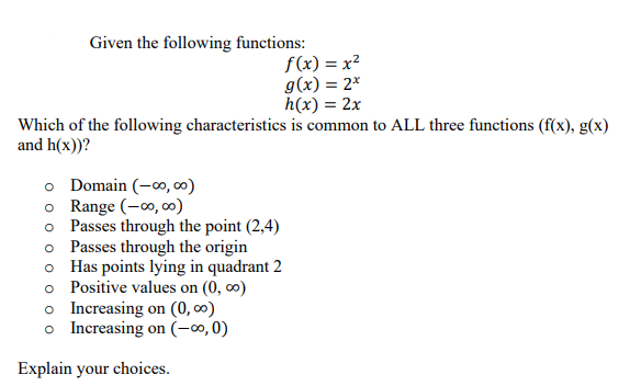 Solved Given The Following Functions F X X2 G X 2 Chegg Com