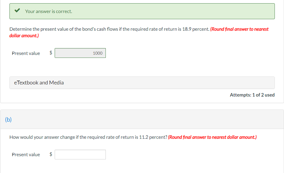 present value of a bond's cash flows