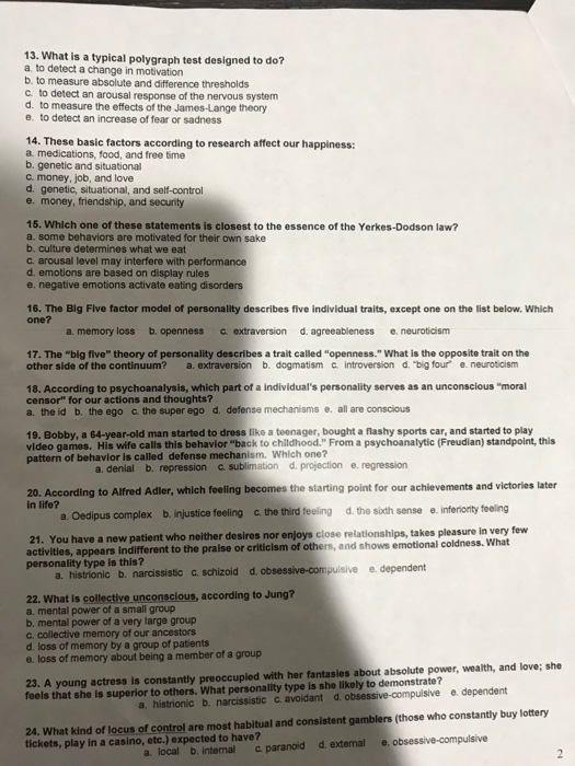 Solved 13. What is a typical polygraph test designed to do? | Chegg.com