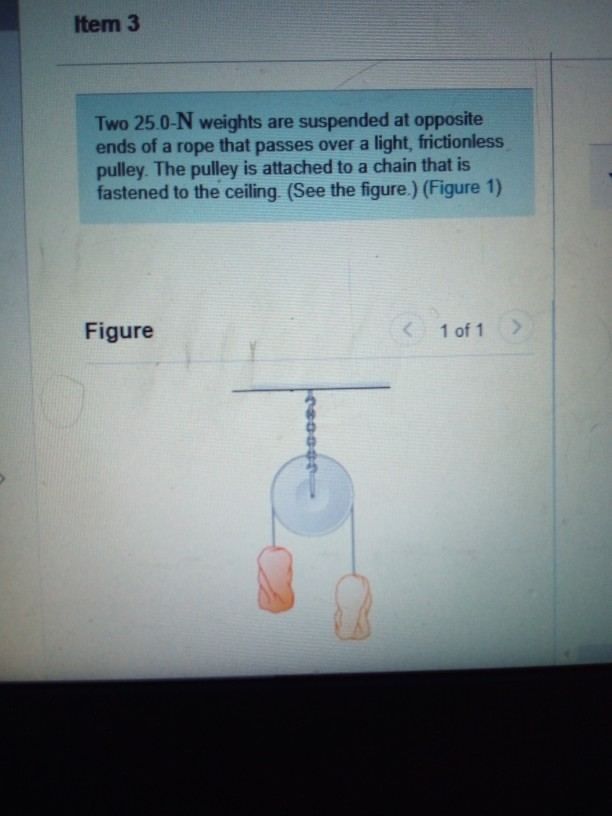 Solved Item 3 Two 25.0N weights are suspended at opposite