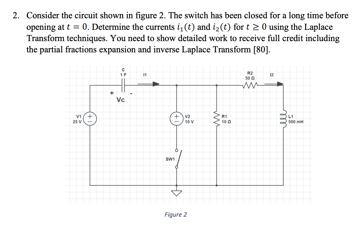 Solved 2. Consider the circuit shown in figure 2. The switch | Chegg.com