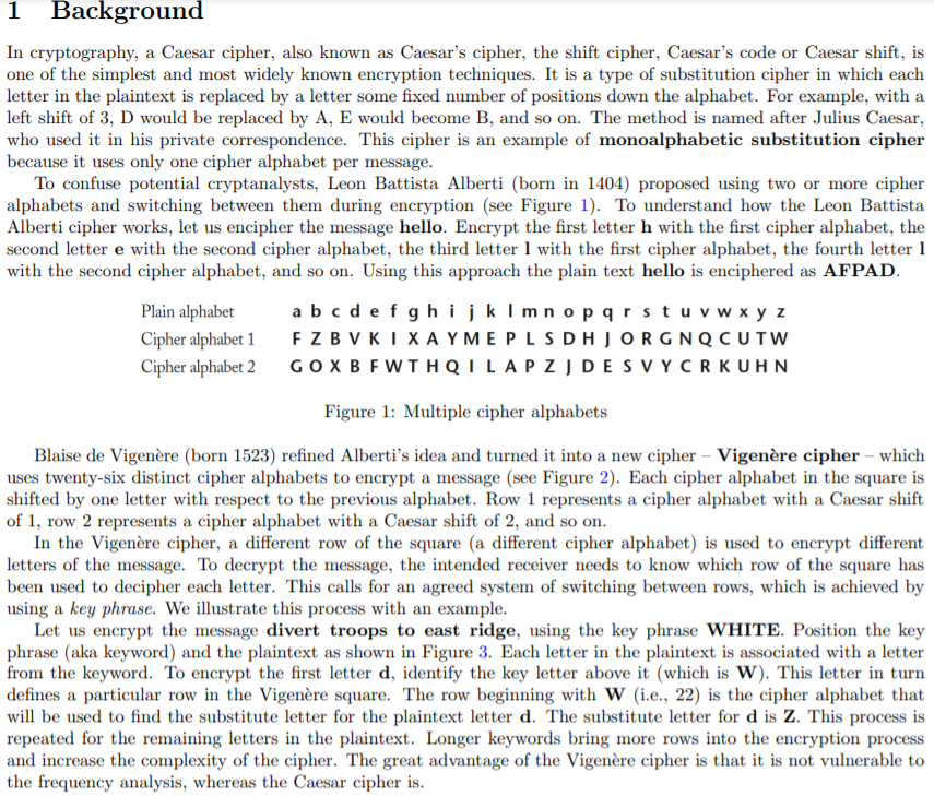 1 Background In cryptography, a Caesar cipher, also known as Caesars cipher, the shift cipher, Caesars code or Caesar shift