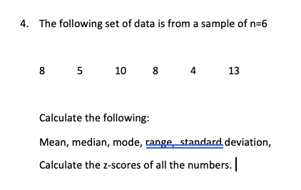 Solved 4. The following set of data is from a sample of n=6 | Chegg.com