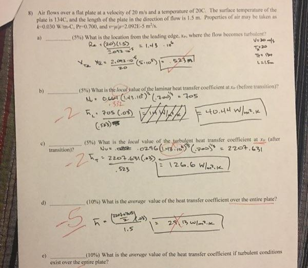 Solved 8) Air flows over a flat plate at a velocity of 20 | Chegg.com