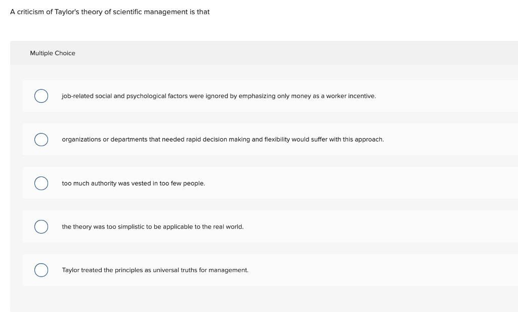 Solved A Criticism Of Taylor s Theory Of Scientific Chegg