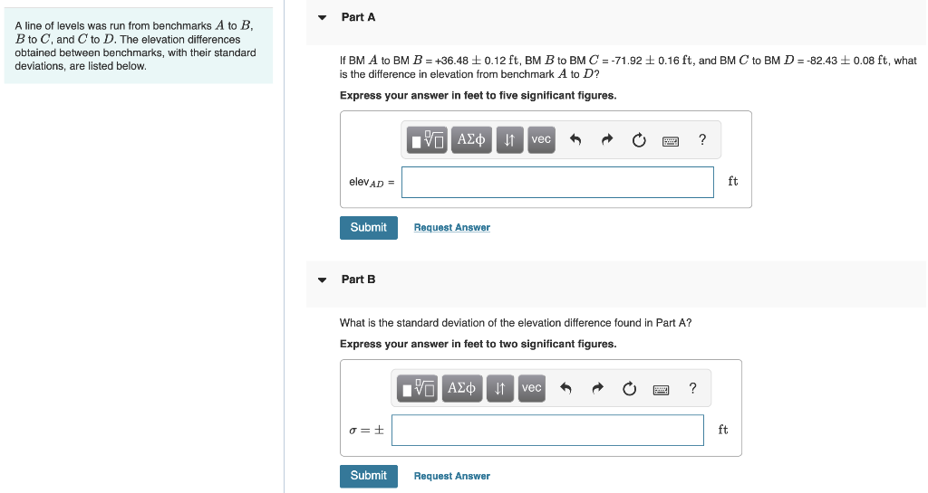 Solved A Line Of Levels Was Run From Benchmarks A To B, B To | Chegg.com