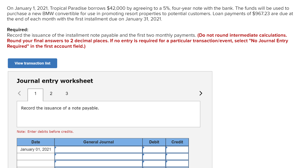 Solved Record the issuance of a note payable. Record the