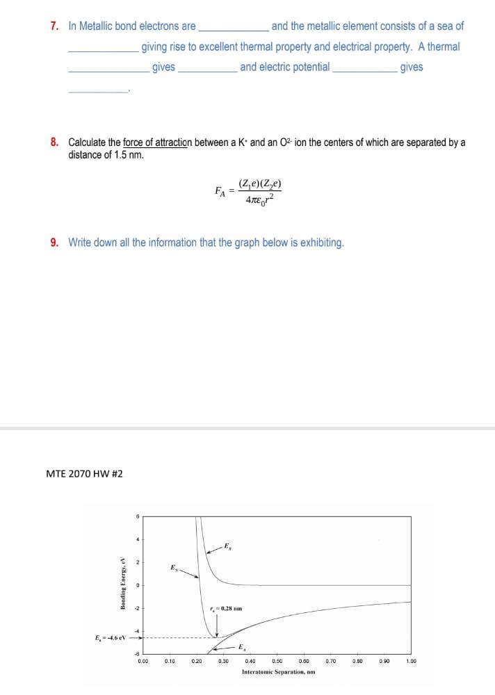 Solved 7. In Metallic bond electrons are and the metallic | Chegg.com