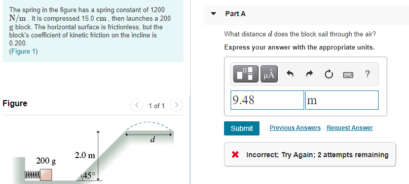 Solved Part A The Spring In The Figure Has A Spring Constant | Chegg.com