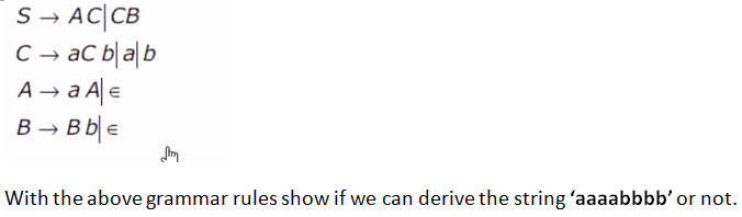 Solved S → AC|CB C + Ac Bla B Ana Ale B → Bb € Jๆ With The | Chegg.com