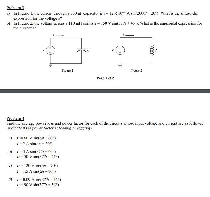 Solved Problem 3 a) In Figure 1, the current through a 550 | Chegg.com