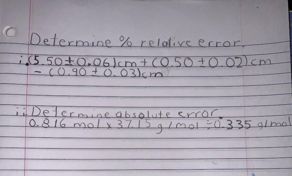 Solved Determine \% relative error | Chegg.com