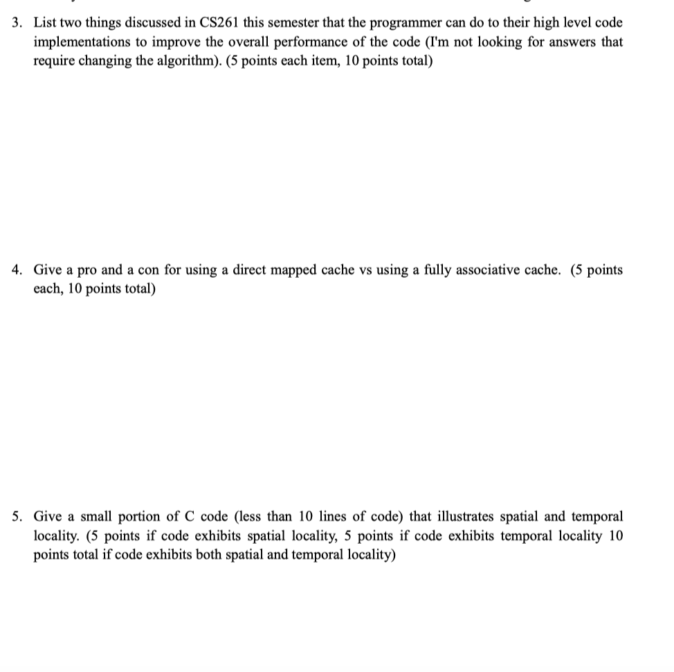 Solved 3. List Two Things Discussed In CS261 This Semester | Chegg.com