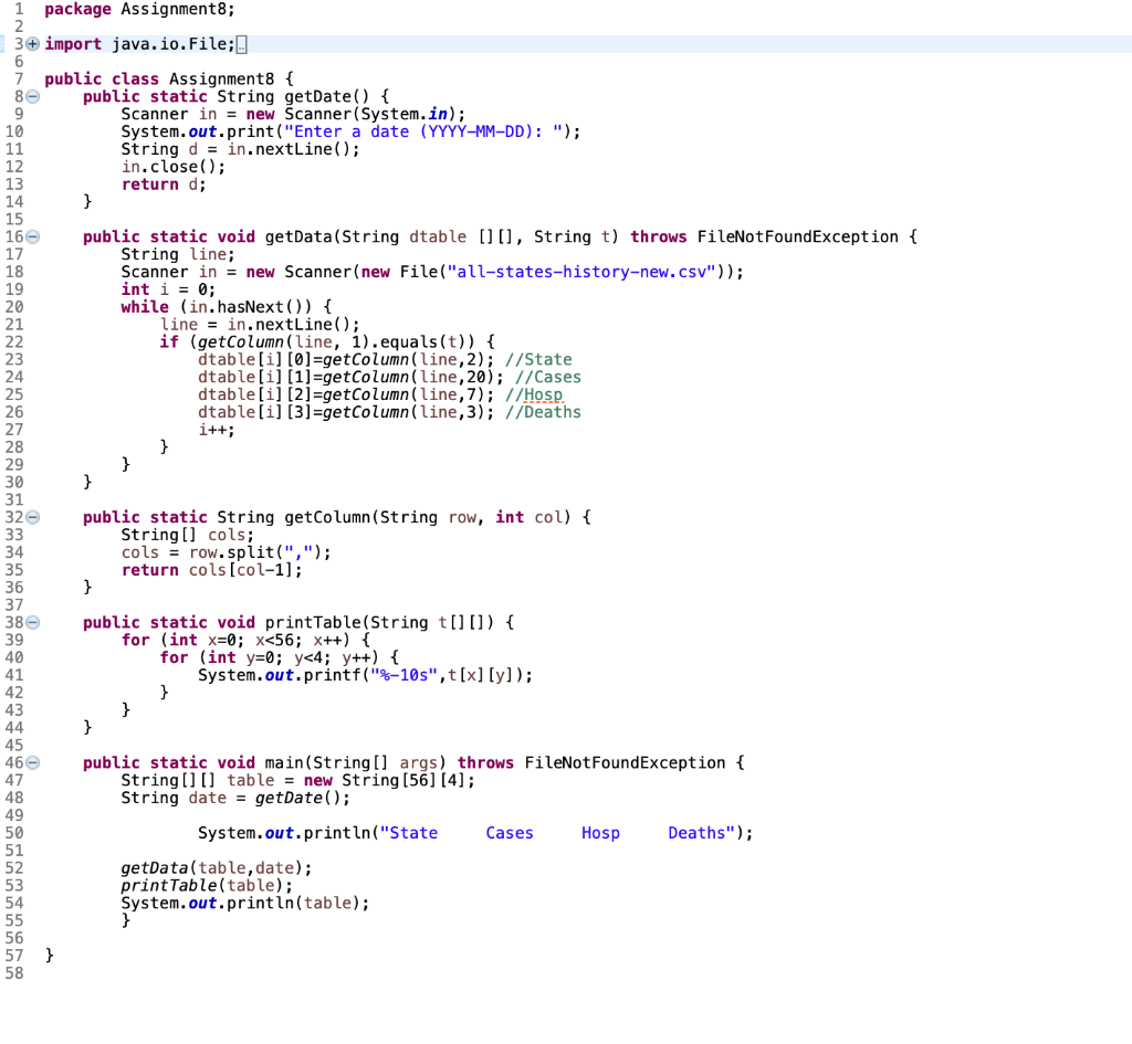 Solved I was assigned a Java code assignment to use a CSV | Chegg.com