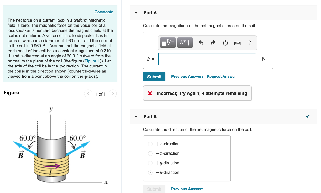 Solved onstants Part A The net force on a current loop in a | Chegg.com
