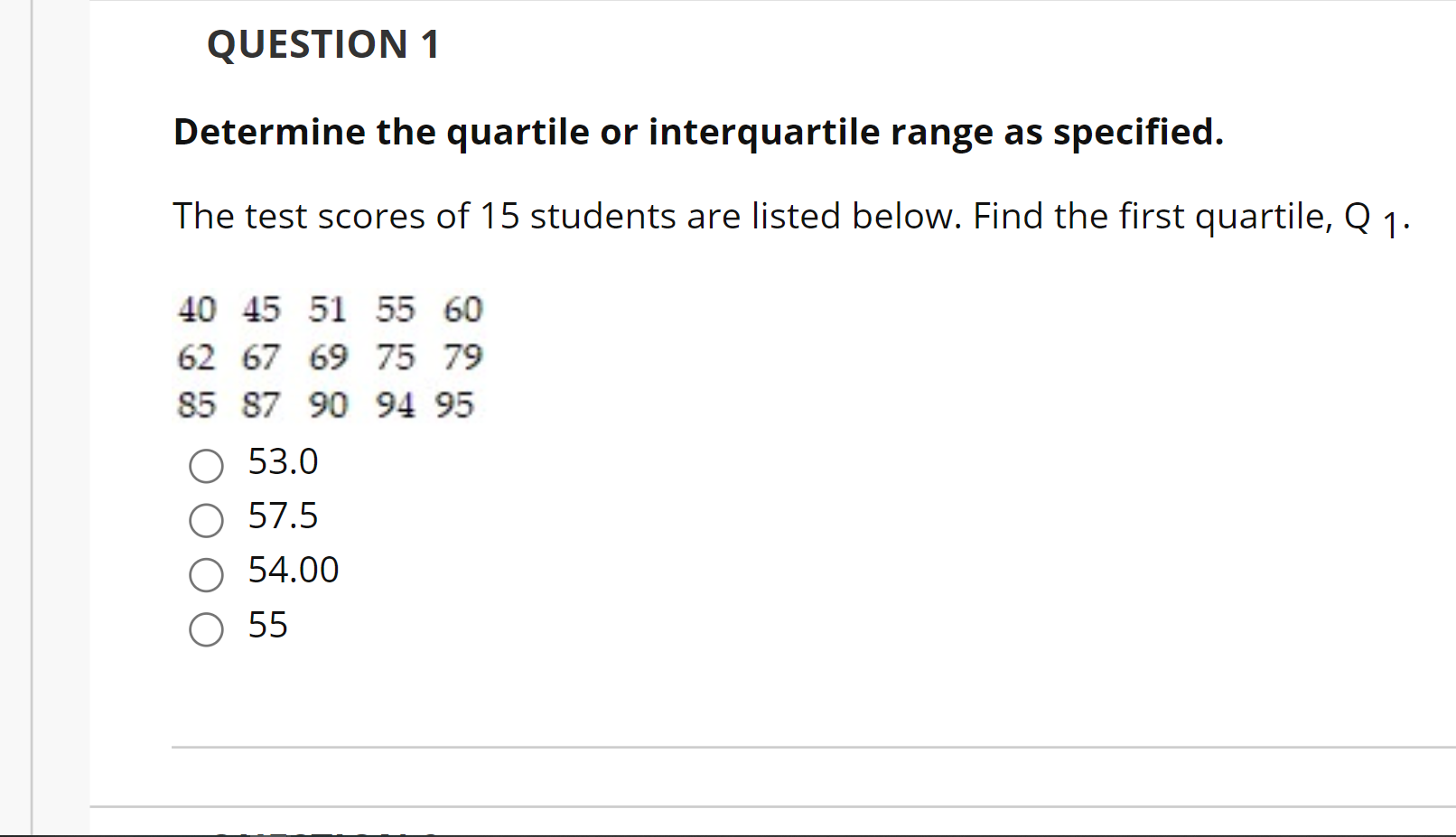 Solved QUESTION 1 Determine The Quartile Or Interquartile | Chegg.com