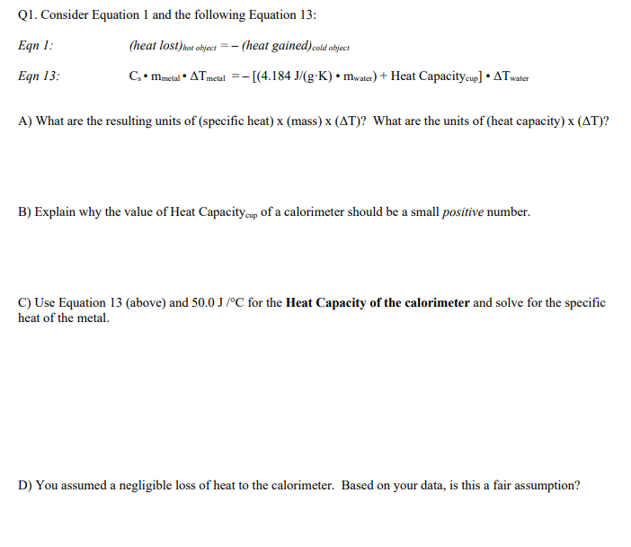 Solved Q1. Consider Equation 1 and the following Equation | Chegg.com