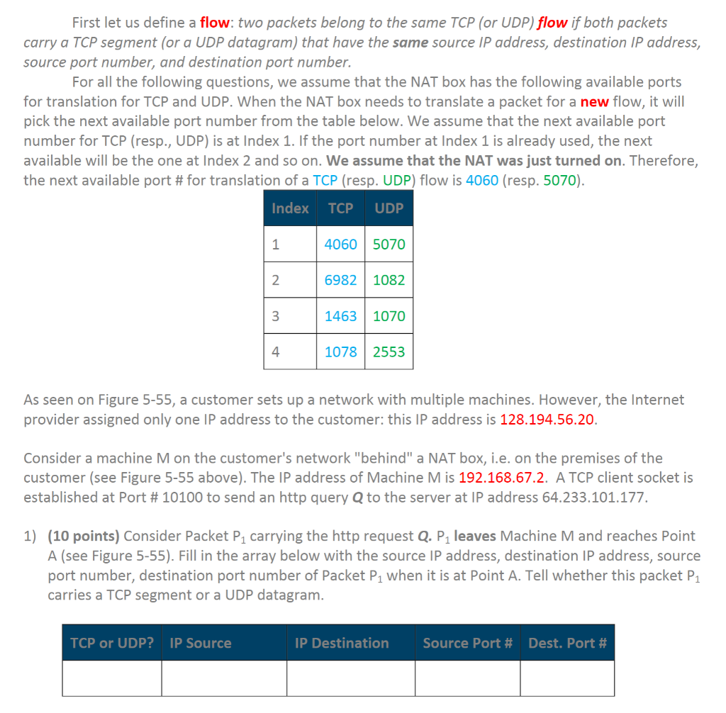 First let us define a flow: two packets belong to the | Chegg.com