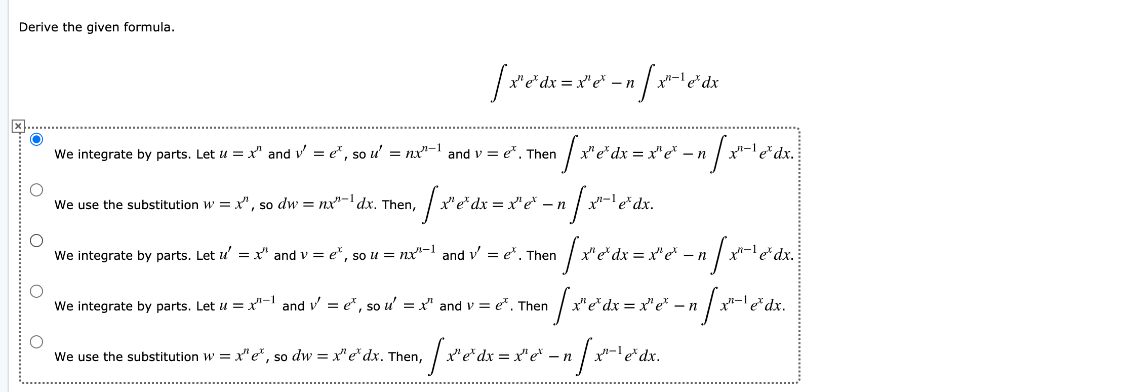 Solved Derive The Given Formula N Le Dx N 1 We Inte Chegg Com