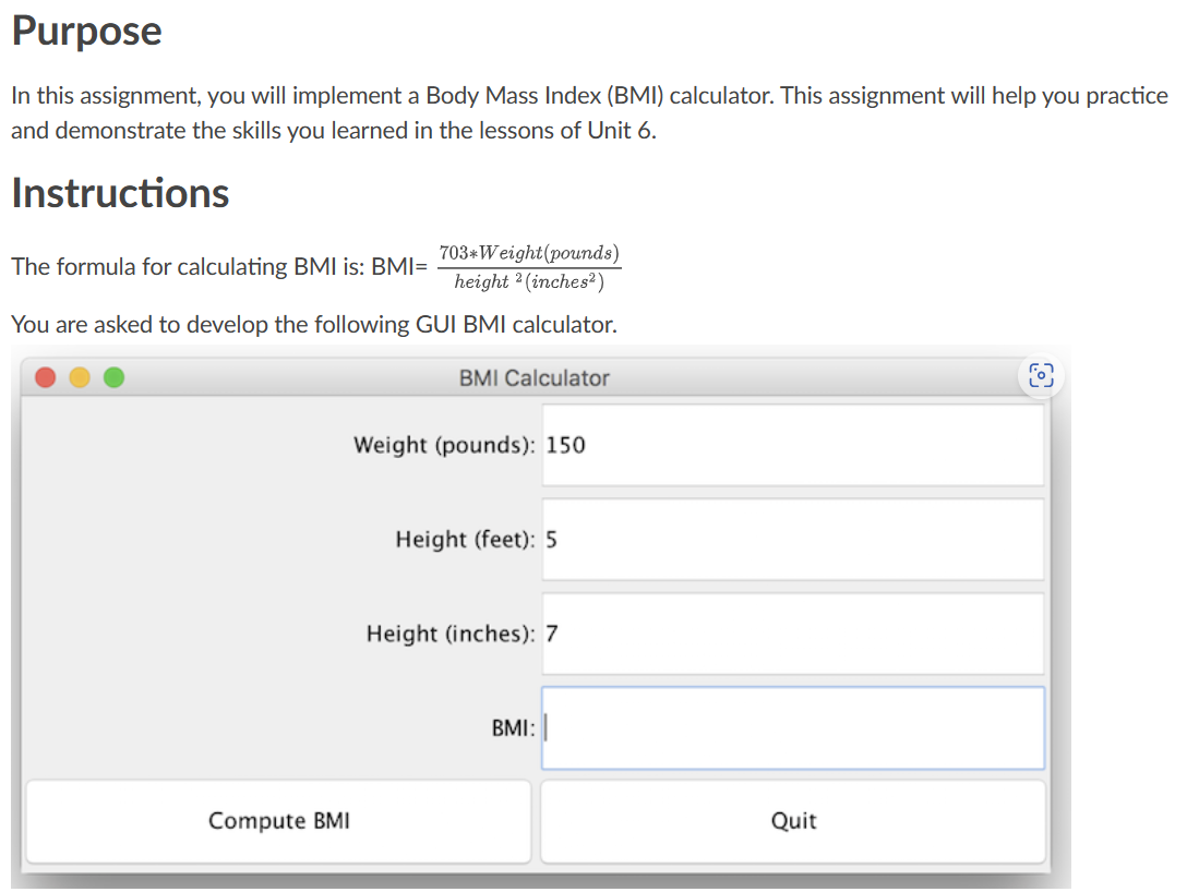 Solved In this assignment, you will implement a Body Mass | Chegg.com