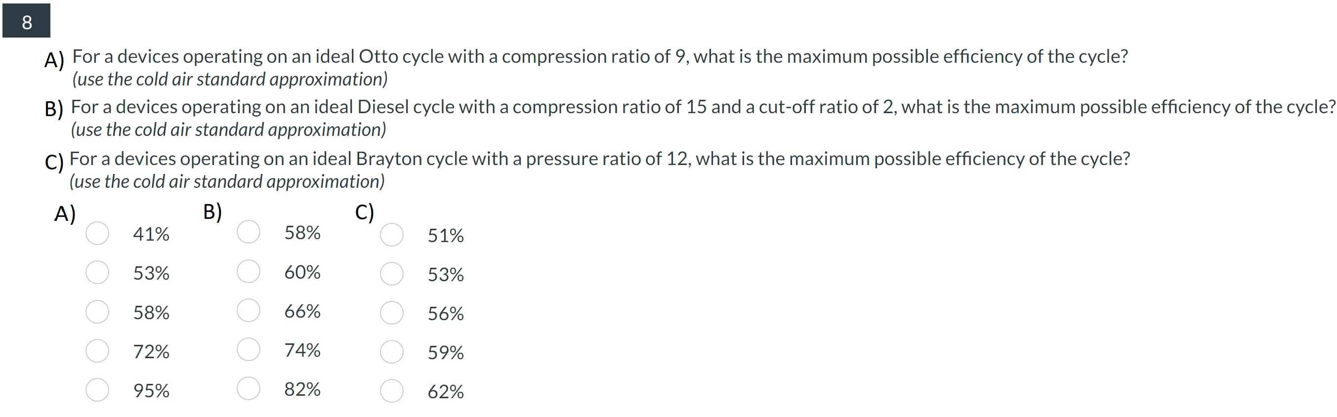 Solved A) For a devices operating on an ideal Otto cycle | Chegg.com