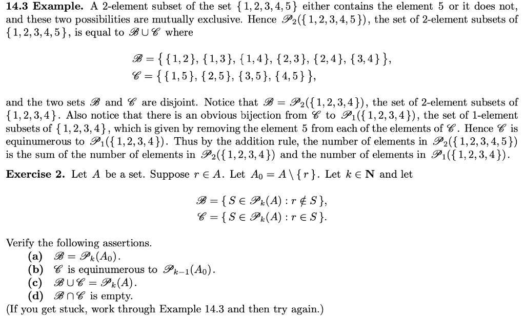 Solved 14.3 Example. A 2-element subset of the set | Chegg.com