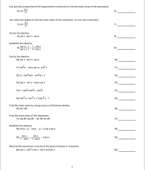 Solved Use periodic properties of the trigonometric | Chegg.com