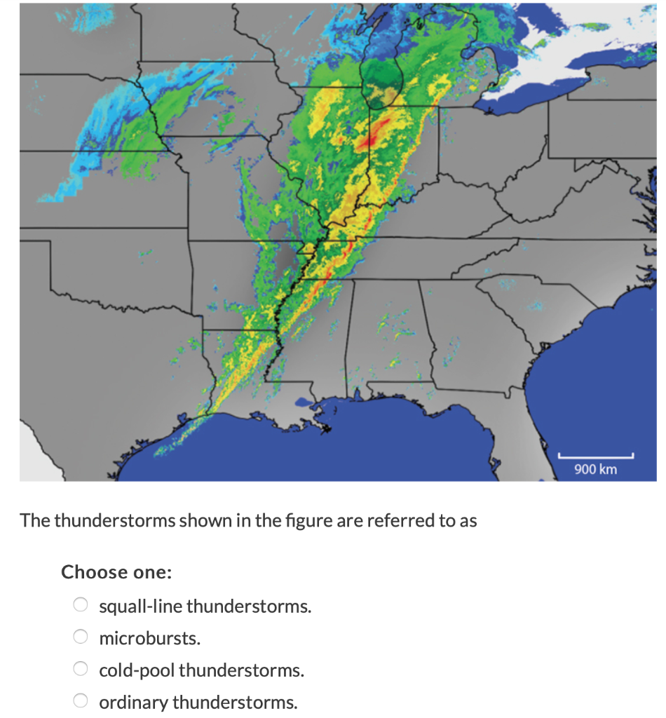 Solved 900 Km The Thunderstorms Shown In The Figure Are | Chegg.com