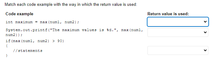 Solved Match each code example with the way in which the | Chegg.com
