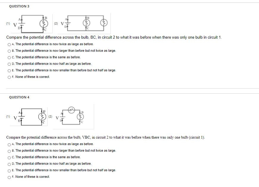 Solved: QUESTION 1 Wy + B 12 V What Is The Potential Diffe... | Chegg.com