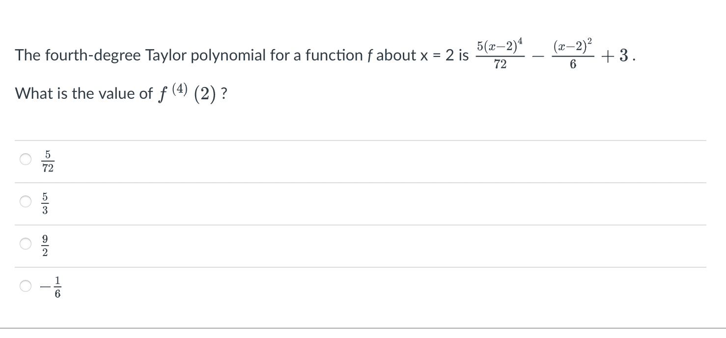 Solved The Fourth Degree Taylor Polynomial For A Function F 0845