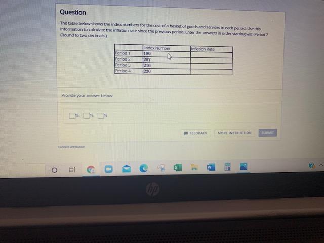 Solved Question The Table Below Shows The Index Numbers For | Chegg.com