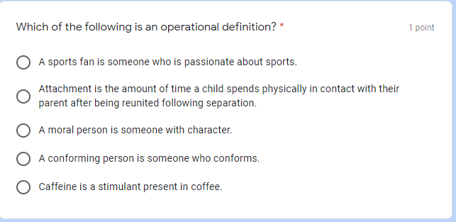 Solved Which Of The Following Is An Operational Definition Chegg