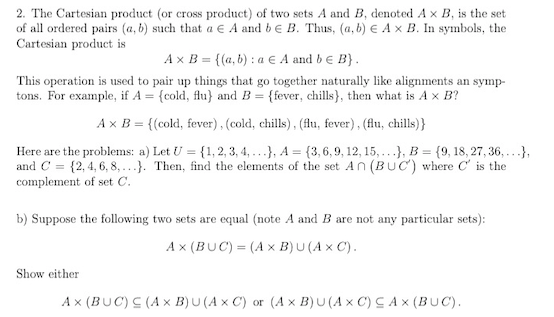 Solved 2. The Cartesian product (or cross product) of two | Chegg.com