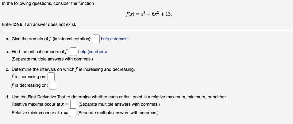 Solved In the following questions, consider the function | Chegg.com