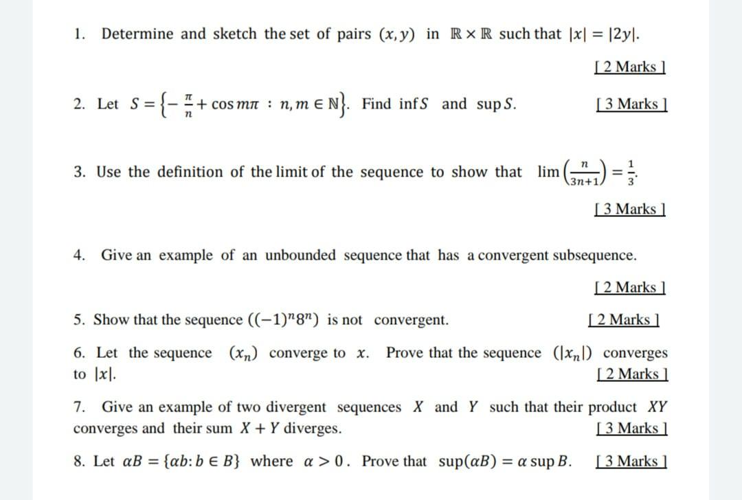 Solved 1. Determine and sketch the set of pairs (x,y) in R | Chegg.com