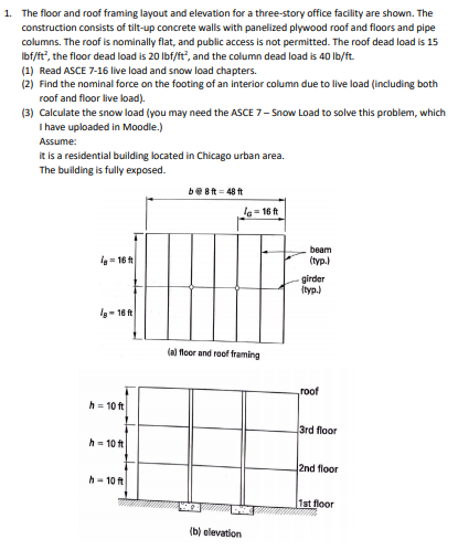 Solved 1. The floor and roof framing layout and elevation | Chegg.com