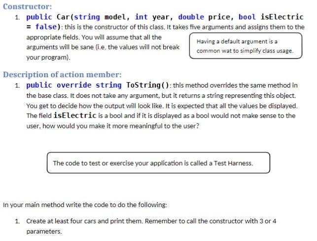 Solved We will model a car in software. Car Class Flelds | Chegg.com