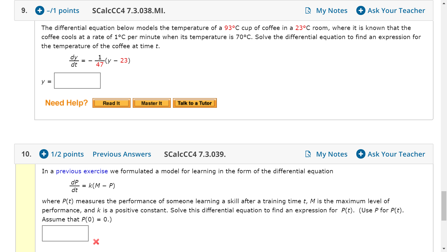 Solved The differential equation below models the