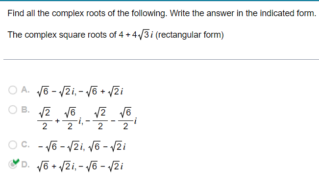 find the square roots of the following complex numbers 3 4 ii