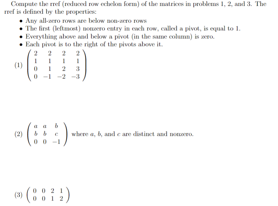 Solved Compute the rref reduced row echelon form of the Chegg